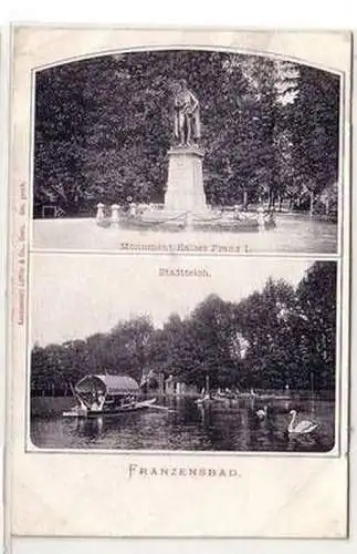 52108 Ak Franzensbad Monument Kaiser Franz I. und Stadtteich 1906