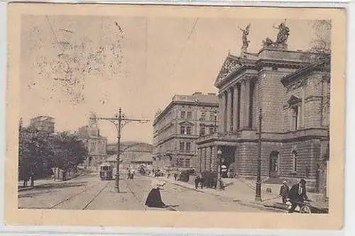 61132 Ak Prag Parkstrasse mit Strassenbahn 1909