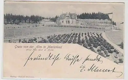 62401 Ak Gruß von der Alm in Marienbad 802 M. über dem Meere 1902