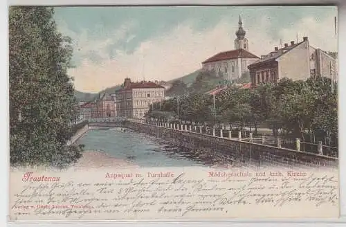 69515 Ak Trautenau Trutnov Auoaquai mit Turnhalle und Mädchenschule 1901