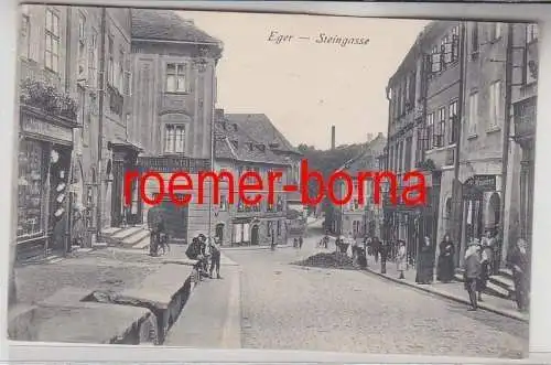 76413 Ak Eger Cheb Steingasse mit Fischhandlung 1921