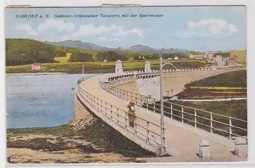 91264 Ak Gablonz a.N. Gablonz Grünwalder Talsperre mit der Sperrmauer 1925