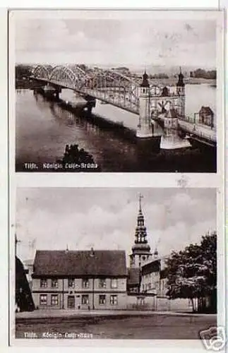 10418 Ak Tilsit Königin Luise Brücke usw. 1936