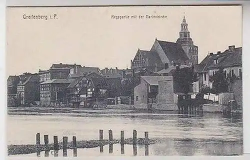 63700 Ak Greifenberg i.P. Regapartie mit der Marienkirche um 1910