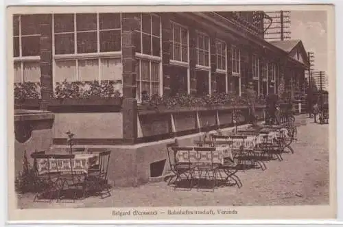98762 Ak Belgard (Persante) Bahnhofswirtschaft Veranda 1927