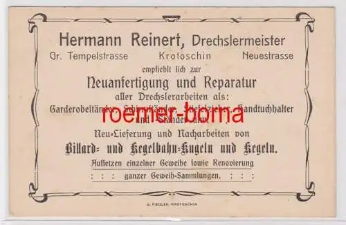 83465 Reklame Postkarte Drechslermeister Herman Reinert Krotoschin um 1900