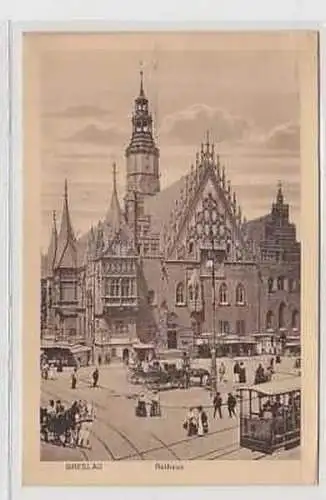 37701 Feldpost Ak Breslau Rathaus mit Kutschen davor