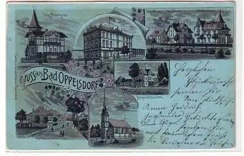 40158 Mondscheinkarte Gruß aus Bad Oppelsdorf 1902