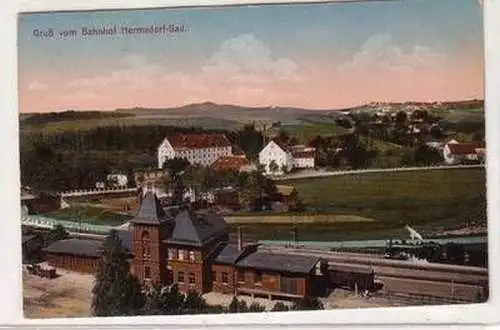 54582 Ak Gruß vom Bahnhof Hermsdorf Bad um 1920