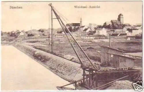 28579 Ak Dirschau Westpreußen Weichsel Ansicht um 1920