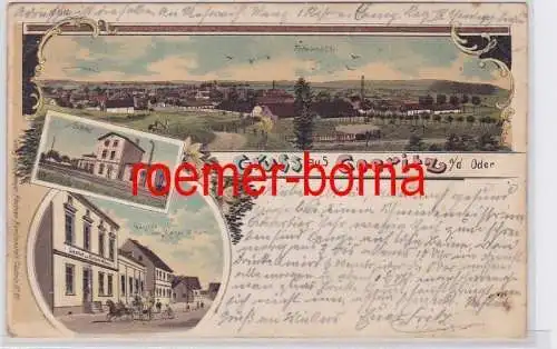 81353 Mehrbild Ak Gruss aus Goeritz a.d. Oder Totale, Bahnhof, Gasthof 1899