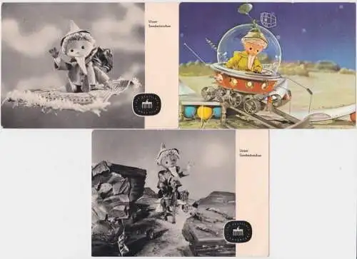 89730 3x Ak DDR Deutscher Fernsehfunk 'Unser Sandmännchen' 1965/1976