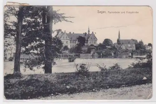 98193 Ak Sagan Zagan Marienheim und Kreuzkirche 1927