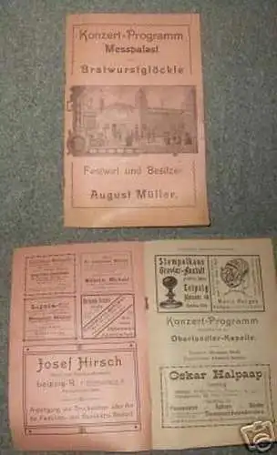 Programm Meßpalast Bratwurstglöckle Leipzig um 1900