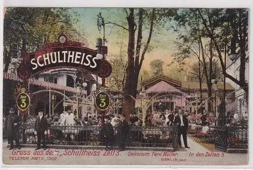 50332 AK Berlin - Gruss aus dem "Schultheiss" Zelt 3, Biergarten 1914