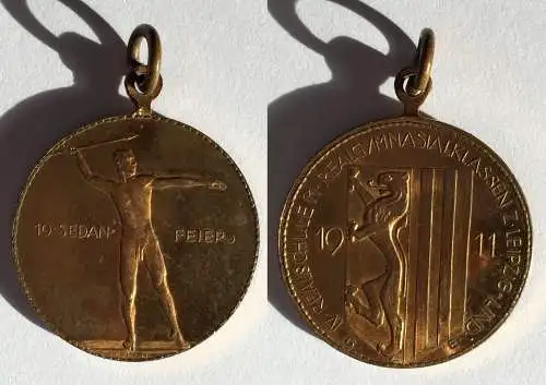 seltene Bronzemedaille 10. Sedanfeier der IV. Realschule Leipzig 1911 (132821)