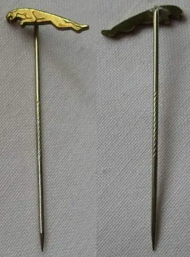 alte vergoldete Anstecknadel Logo Fahrzeughersteller Jaguar (133717)