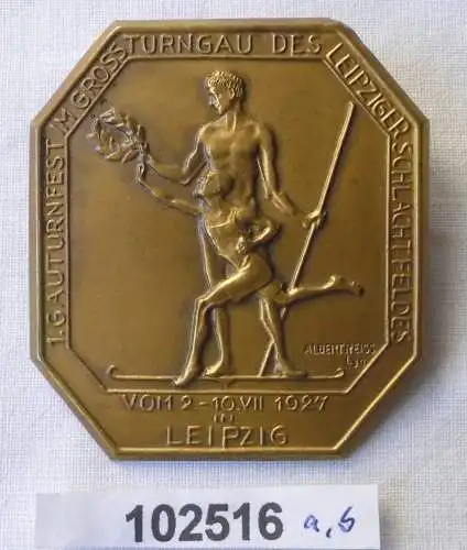 seltenes Blech Abzeichen Gau Turnfest Leipzig 1927 (102516)