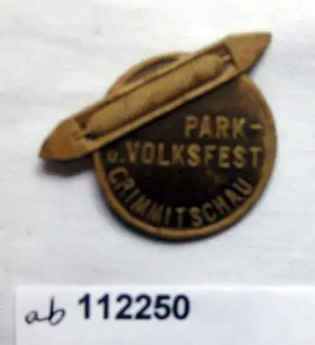 seltenes Papp Abzeichen Park- und Volksfest Crimmitschau um 1930 (112250)