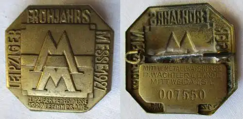 Abzeichen Leipziger Frühjahrsmesse 1927 D für Diensttuende (117380)