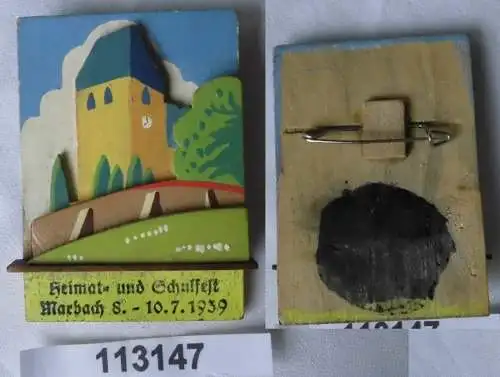 altes Holzabzeichen Seiffen Heimat- und Schulfest Marbach 1939 (113147)