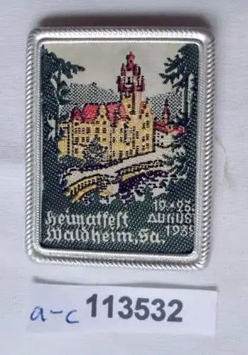 seltenes besticktes Blech Abzeichen Heimatfest Waldheim 1939 (113532)