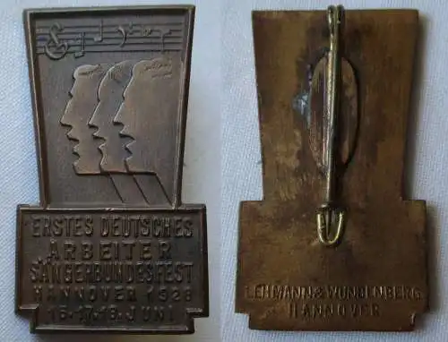 Abzeichen 1. Deutsches Arbeiter Sängerbundesfest Hannover Juni 1928 (137458)
