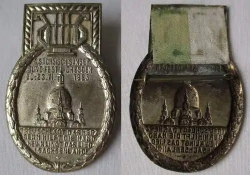 seltenes Blech Abzeichen 1.sächsisches Sängerbundfest Dresden 1925 (160455)