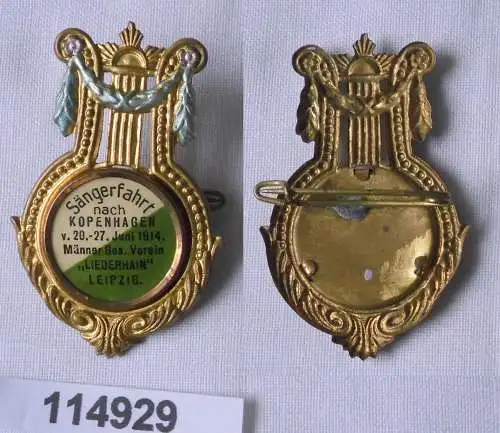 Abzeichen Sängerfahrt nach Kopenhagen MGV Liederhain Leipzig 1914 (114929)