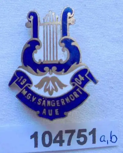 emailliertes Abzeichen M.G.V. Männergesangverein Sängerhort Aue 1904 (104751)
