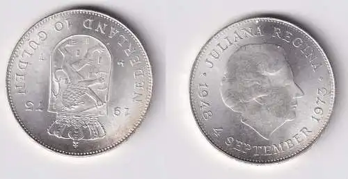 10 Gulden Silber Münze Niederlande 1973 vz/Stgl. (161080)