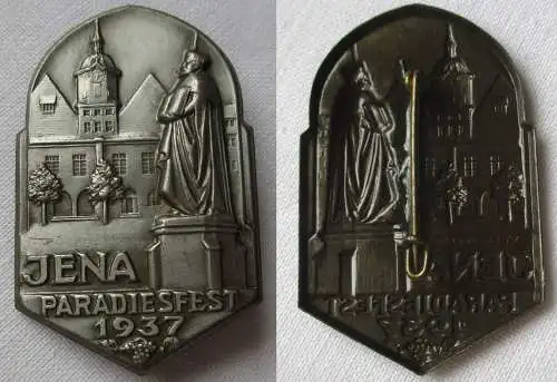 Abzeichen Jena Paradiesfest 1937 Marktplatz mit Hanfried (Denkmal) (162559)
