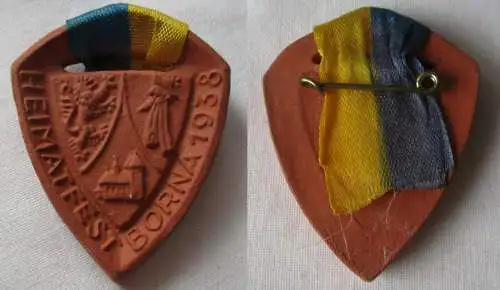 seltenes Steingut Abzeichen Heimatfest Borna 1938 (117518)