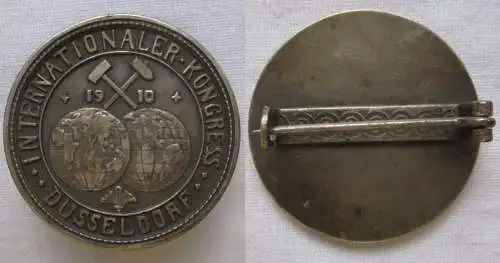 Abzeichen Internationaler Kongress Düsseldorf 1910 Bergbau Hüttenwesen (119242)