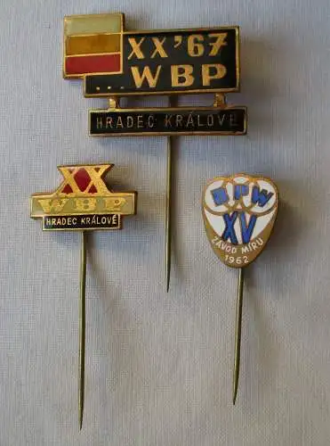 3x Anstecknadel Friedensfahrt WBP Hradec Králové - Závod Míru 1962-1967 (106694)