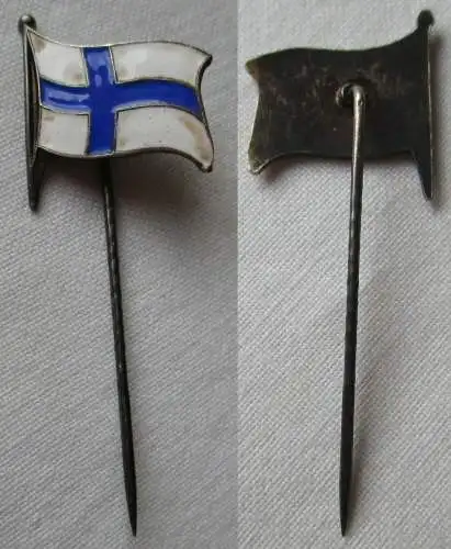 emaillierte Anstecknadel blaues Kreuz auf weißer Flagge Finnland Suomi (150947)