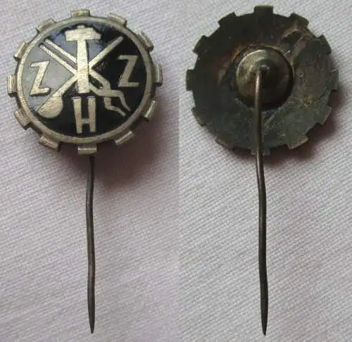 altes emailliertes Firmen Abzeichen ZZH Hammer, Kelle und Zange (149034)