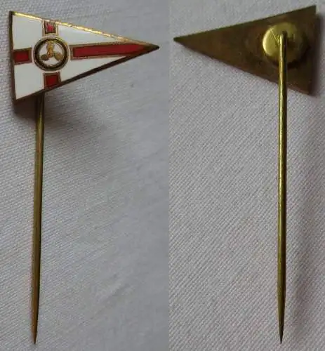 alte emaillierte Anstecknadel Reederei Werft? Flagge rot weiß Schraube (153626)