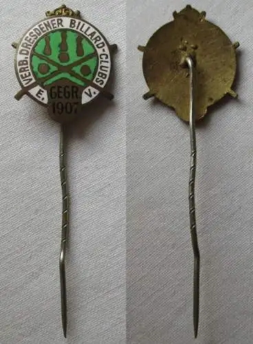 emaillierte Anstecknadel Verband Dresdener Billard-Clubs gegr. 1907 (151470)
