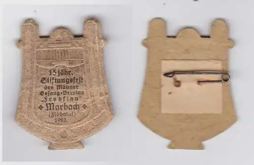 Pappabzeichen 15jähr. Stiftungsfest Männergesangsverein Marbach 1923 (132563)