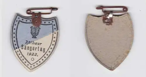 Pappabzeichen Röthaer Sängertag 1922 Männer Gesangsverein (132688)