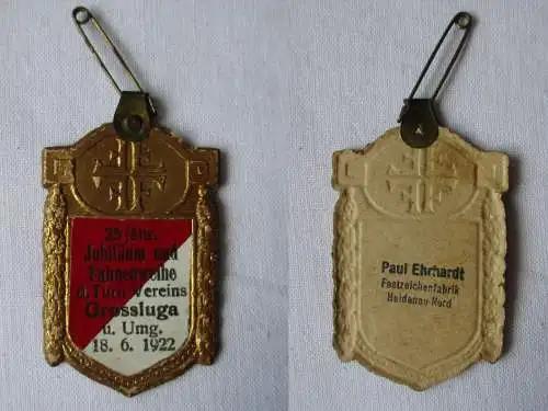 seltenes Papp Abzeichen Fahnenweihe Turnverein Grossluga 1922 (164737)