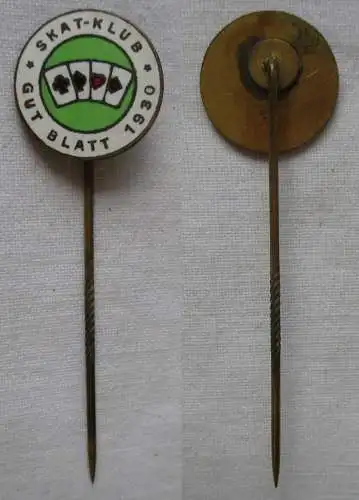 emaillierte Anstecknadel Skat-Klub Gut Blatt 1930 (112585)