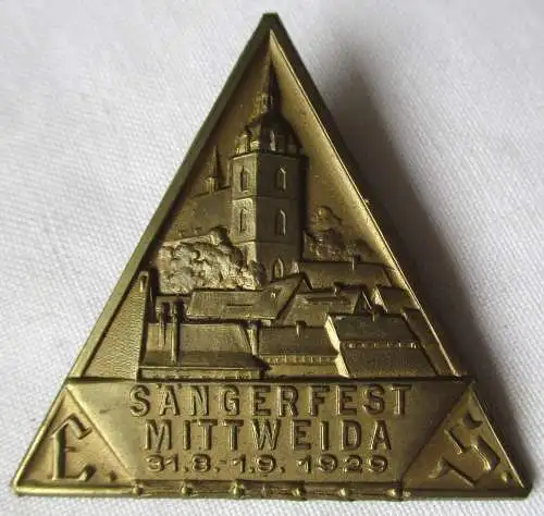 seltenes Blech Abzeichen Sängerbundfest Mittweida 31.8.-1.9.1929 (117362)