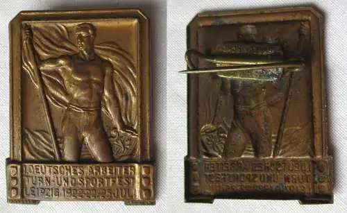 altes Blech Abzeichen 1. dt. Arbeiter Turn- & Sportfest Leipzig 1922 (104787)
