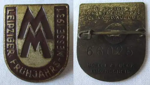 Messe Abzeichen Leipziger Frühjahrsmesse 1931 Einkäuferabzeichen (155175)