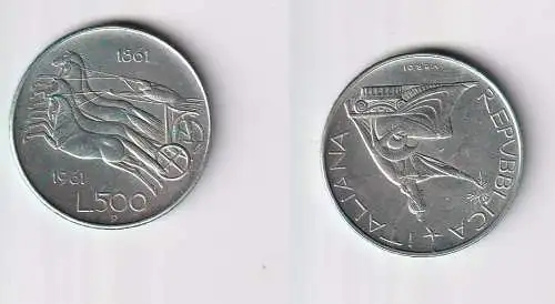 500 Lire Silber Münze Italien 1961 R Pferdegespann (156519)