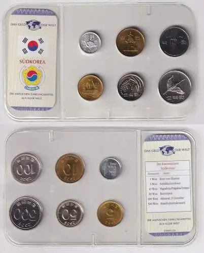 Kursmünzsatz Das Geld der Welt KMS 6 Münzen Südkorea im Blister (170796)