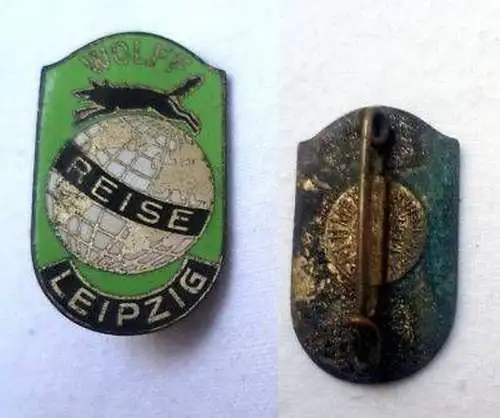 emailliertes Abzeichen Wolff Reise Leipzig um 1930
