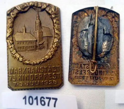altes Blech Abzeichen Markranstädt 75. Kinderfest 1928